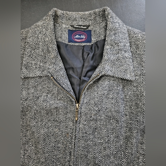 Vintage - Wool Allen Solly Black Herringbone Zip Jacket - Size 18W - Picture 4 of 7